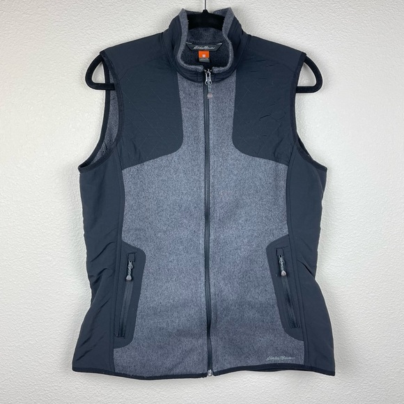 Eddie Bauer Jackets & Blazers - EDDIE BAUER Women's Medium TALL Knit Sleeveless Vest Nylon Quilting Detail Sport